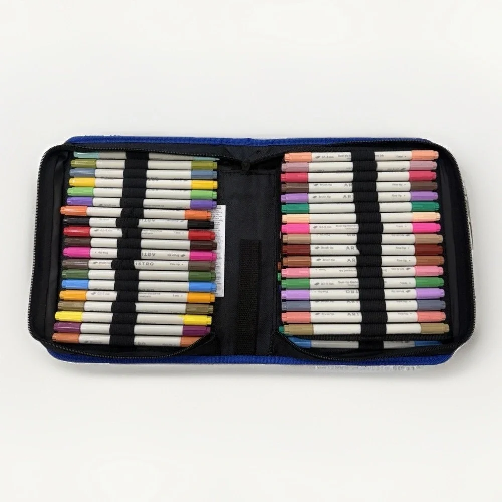 Artistro 72 Marker Set Dual-Tip Multicolor, Fine Tip & Brush Tip, Zipper Case